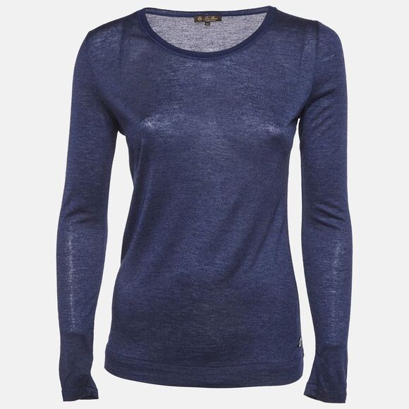 Louis Vuitton Navy Blue Jersey Crew Neck Top M